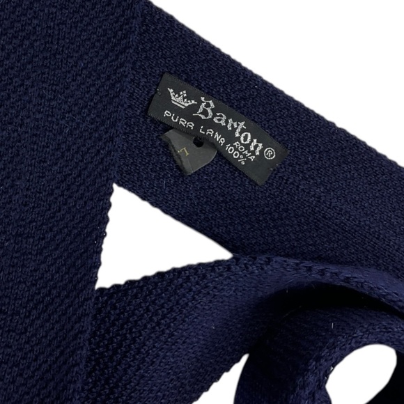 🆕BURTON Solid Navy Knit Wool LUXURY Slim Tie - Picture 3 of 4